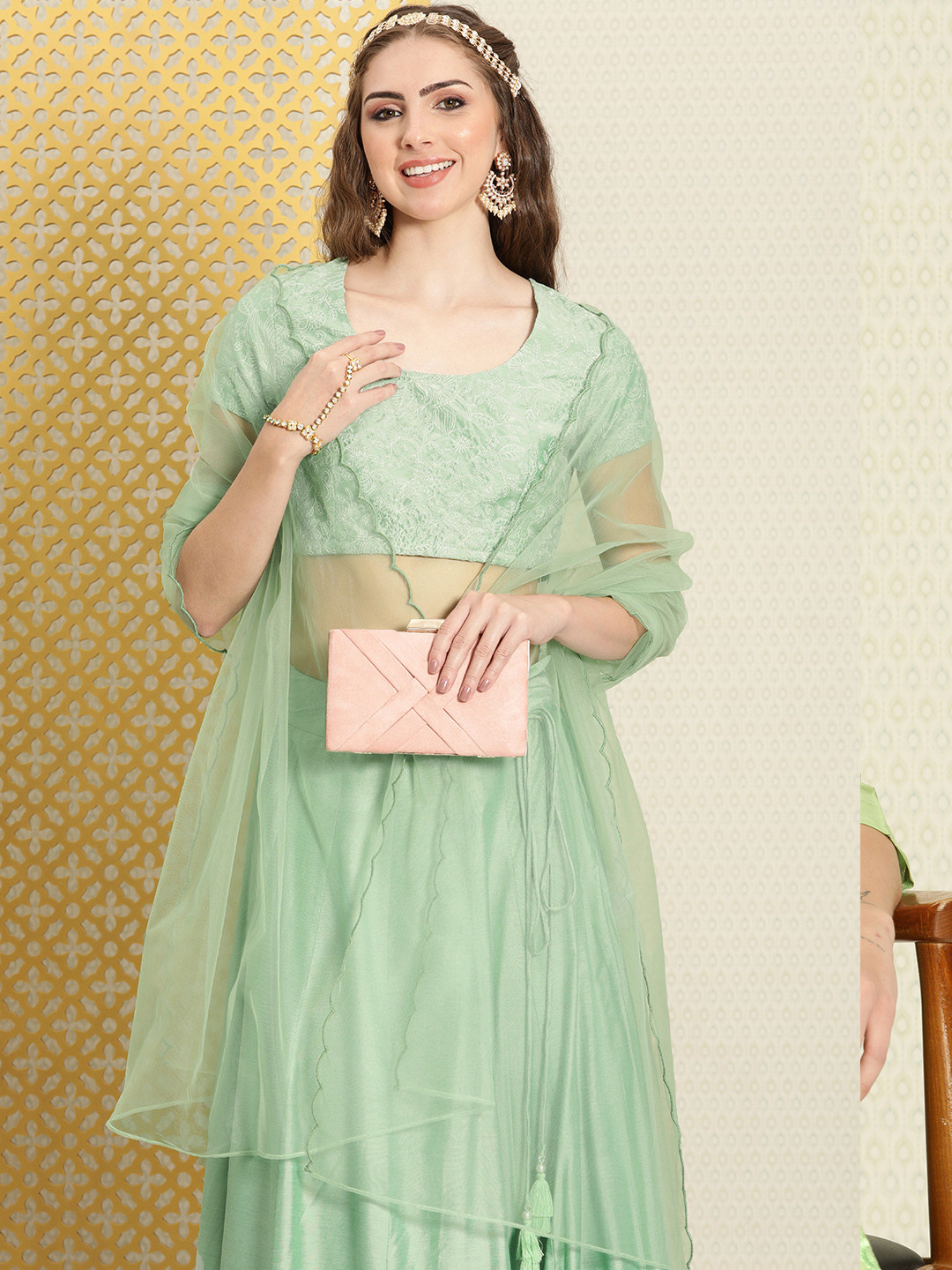 House of Pataudi Jashn Embroidered Thread Work Ready to Wear Lehenga & Blouse With Dupatta