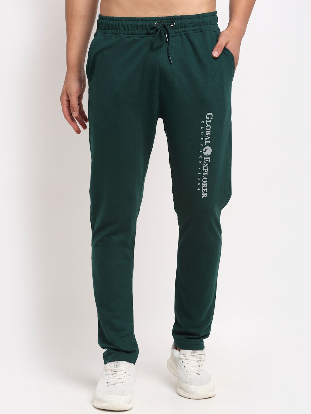 Buy Club York Men Green Typography Straight Fit Track Pants