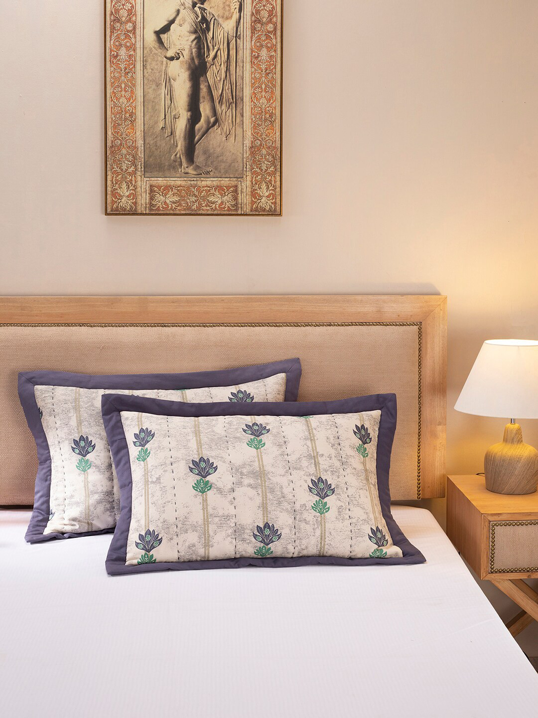 MASPAR Pack Of 2 Embroidered  Pure Cotton 125 GSM Pillows Covers