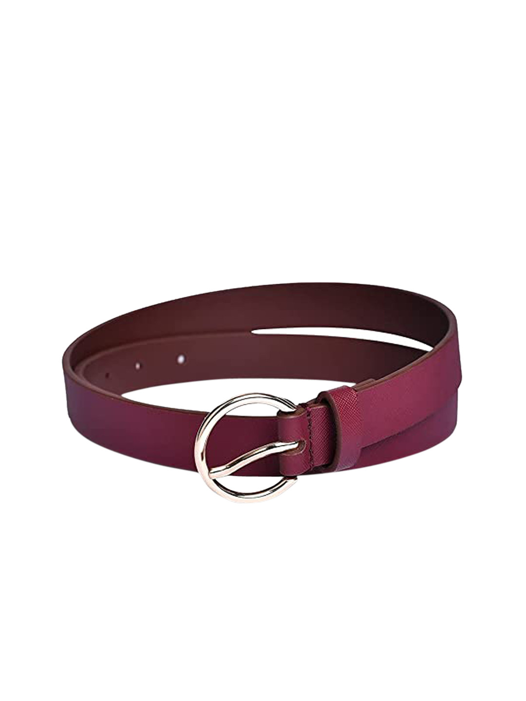 Belwaba Women Maroon PU Tang Formal Belt