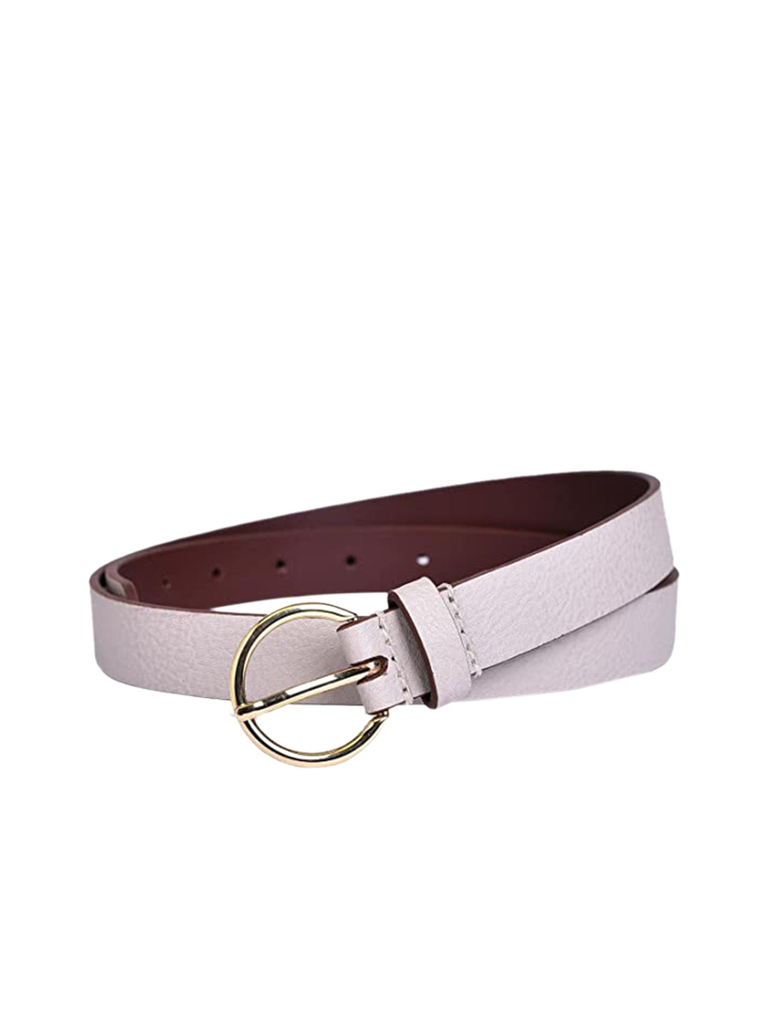 Belwaba Women Cream-Coloured Textured Leather Casual Belt