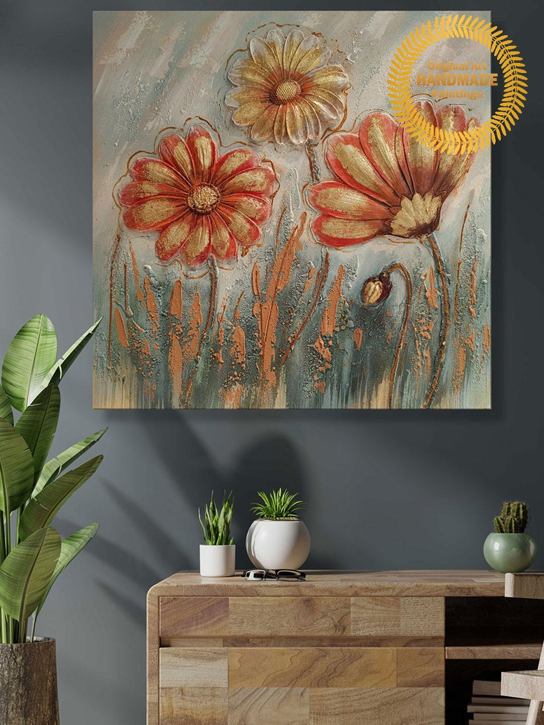 Art Street Embossed Wood Wall Rectangle Paintings Wall Art -31 x 31In