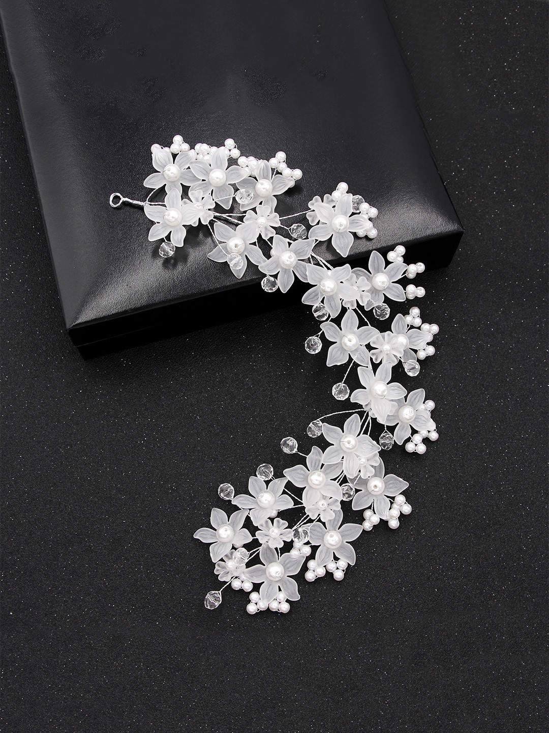 Yellow Chimes Women  Silver-Toned Floral Bridal Hair Vine Tiaras Wedding Hair Accessories