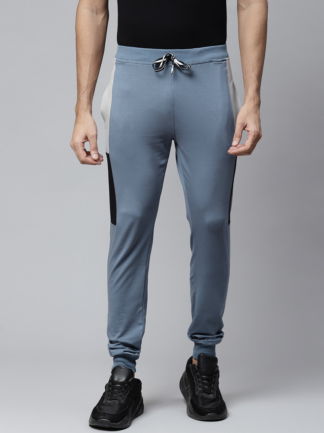 Pierre Carlo Men Solid Joggers with Colourblocked Side Taping