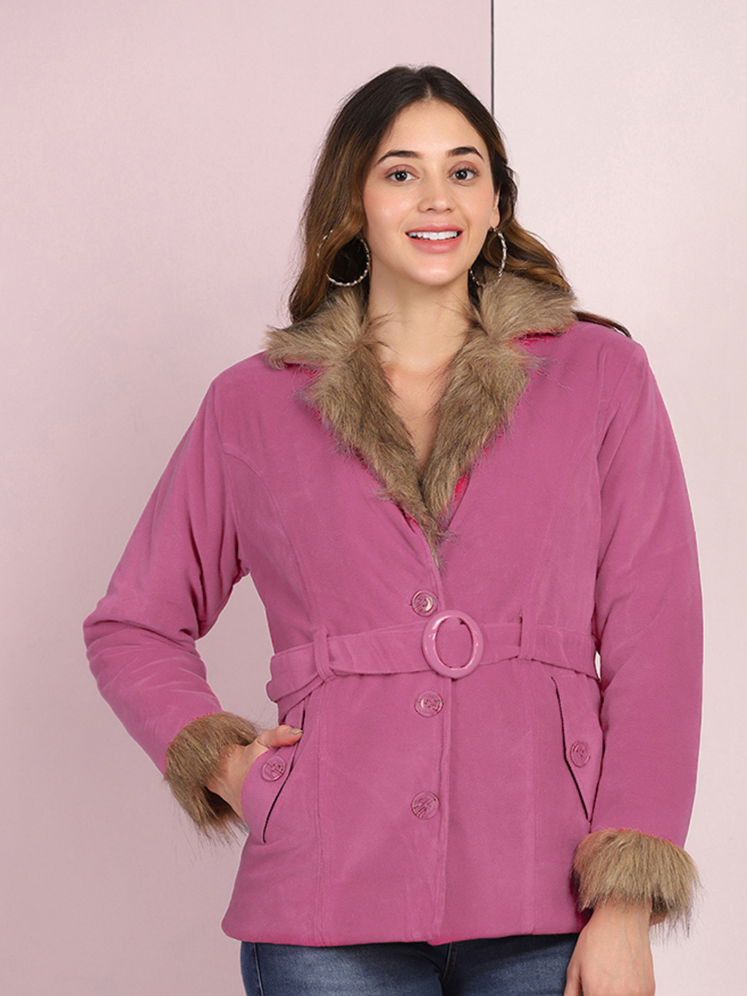 BUY NEW TREND Women Pink Lightweight Parka Jacket