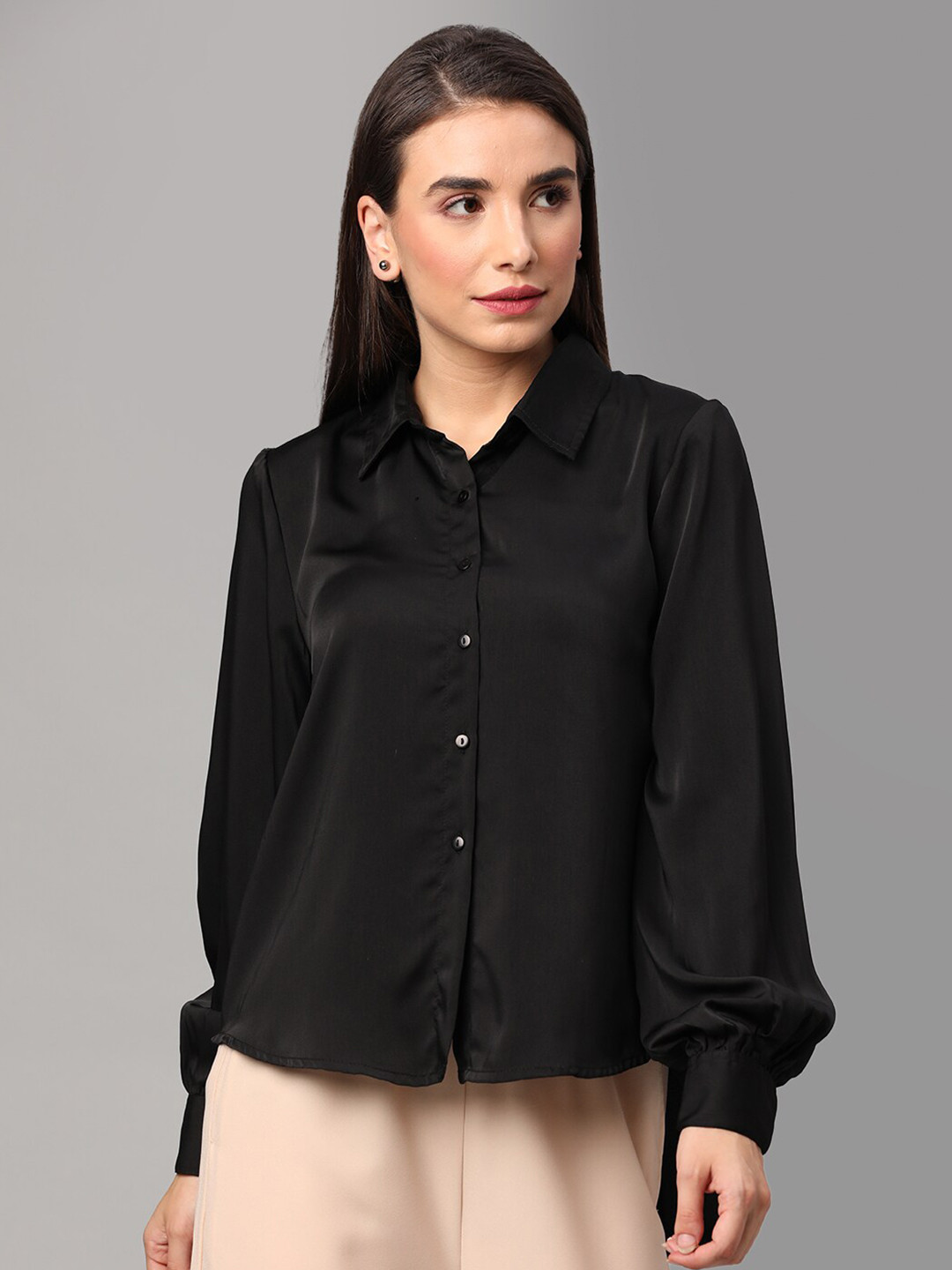JUNE & HARRY Women Black Comfort Party Shirt