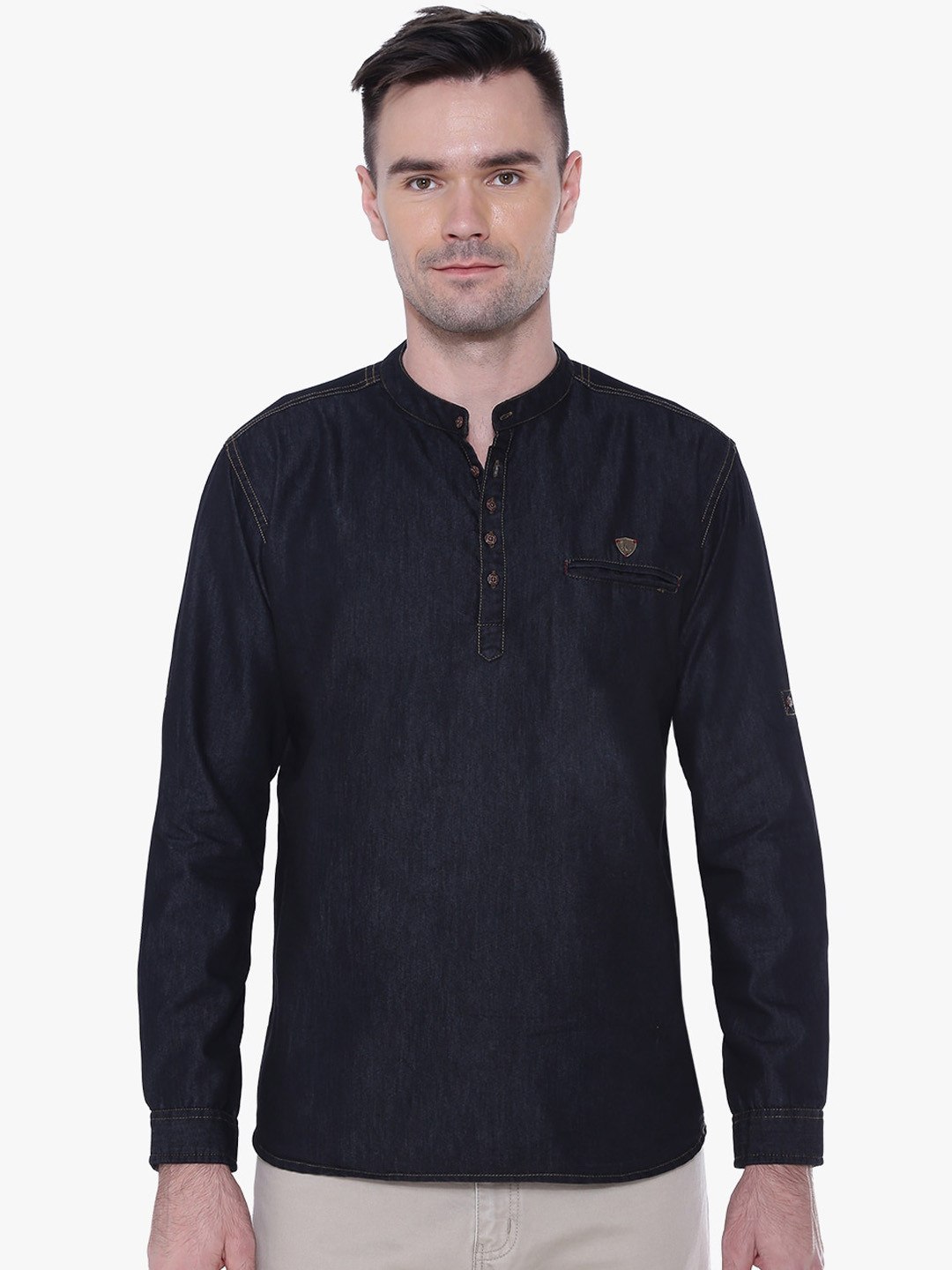 Kuons Avenue Men Blue Denim Casual Short Kurta