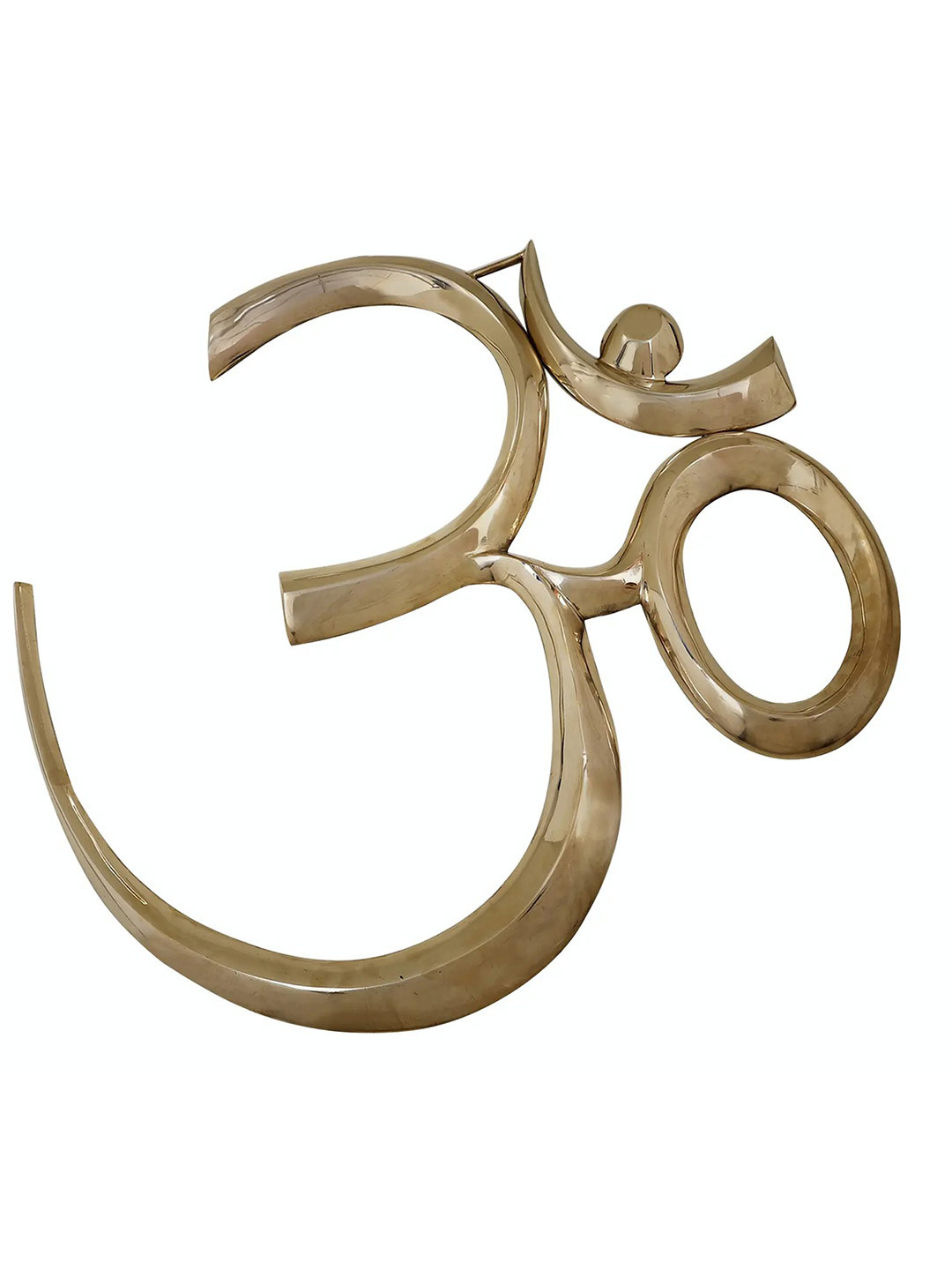 Exotic India Large OM Brass Ethnic Motifs Glossy Pooja Room Spiritual Wall Decor-30In