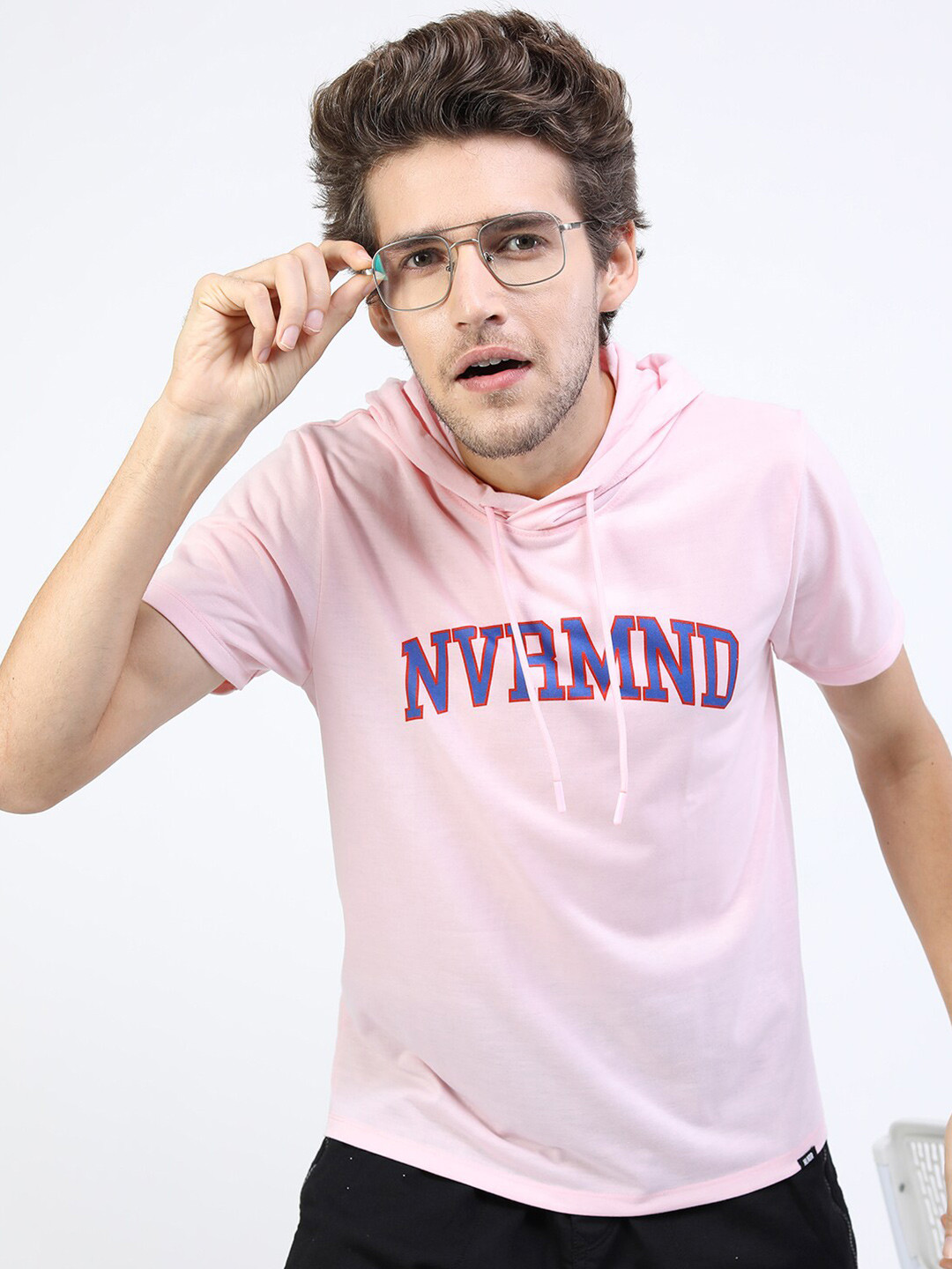 HIGHLANDER Men Pink Typography Printed Slim Fit T-shirt