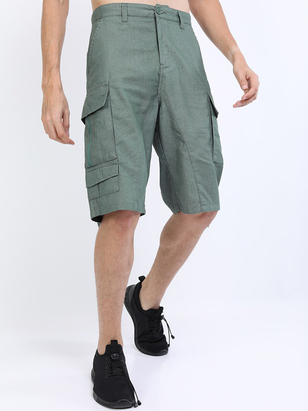 HIGHLANDER Men Grey Knee Length Cargo Shorts