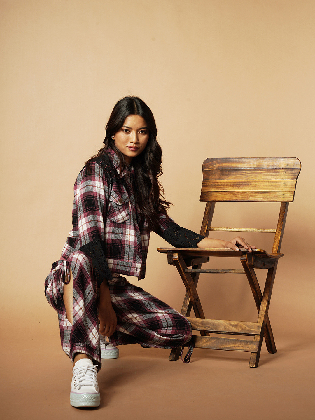 Taurus Women Maroon Cotton Tartan Checks Checked Casual Shirt