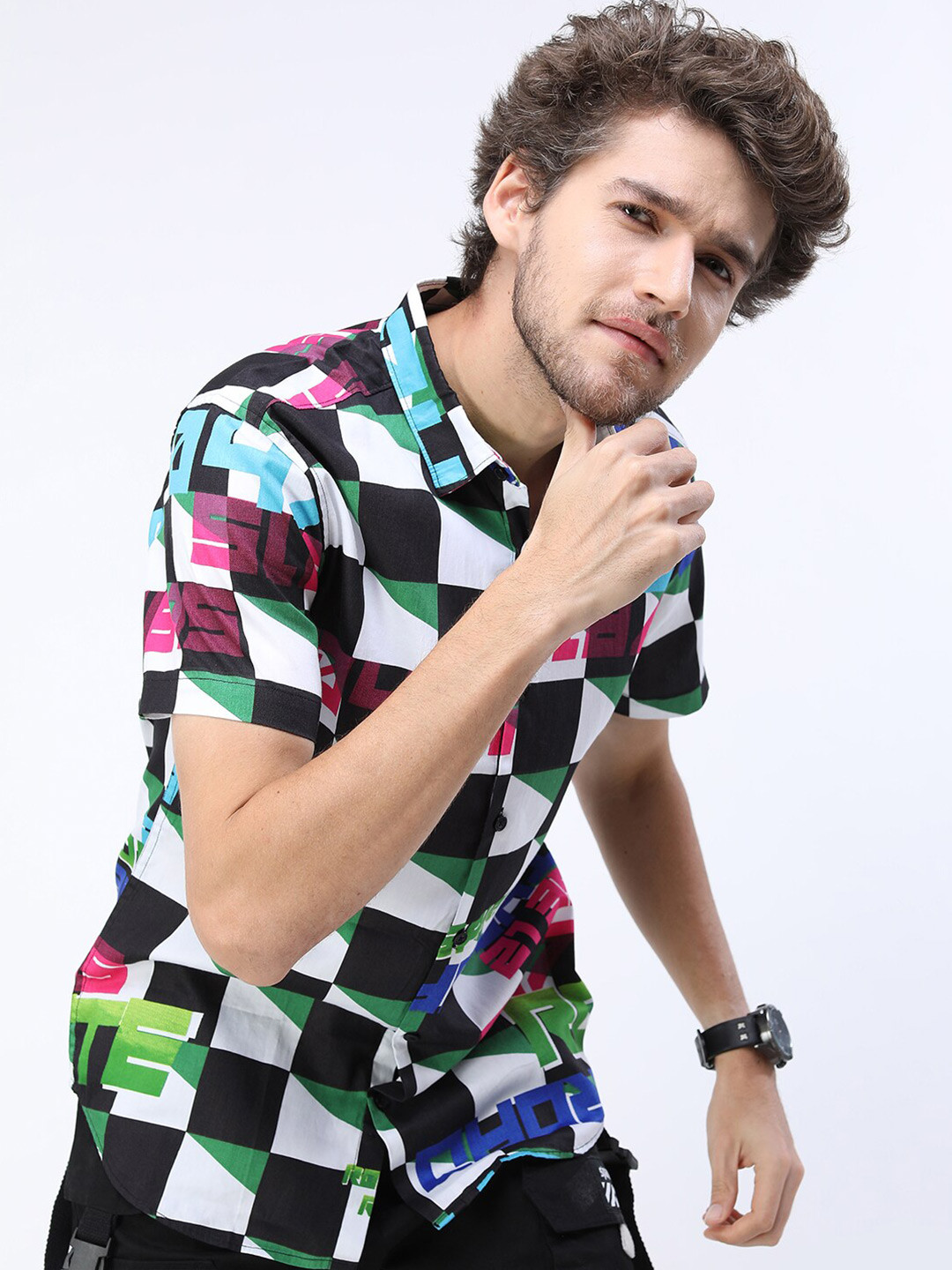 KETCH Men Black Slim Fit Checked Casual Shirt