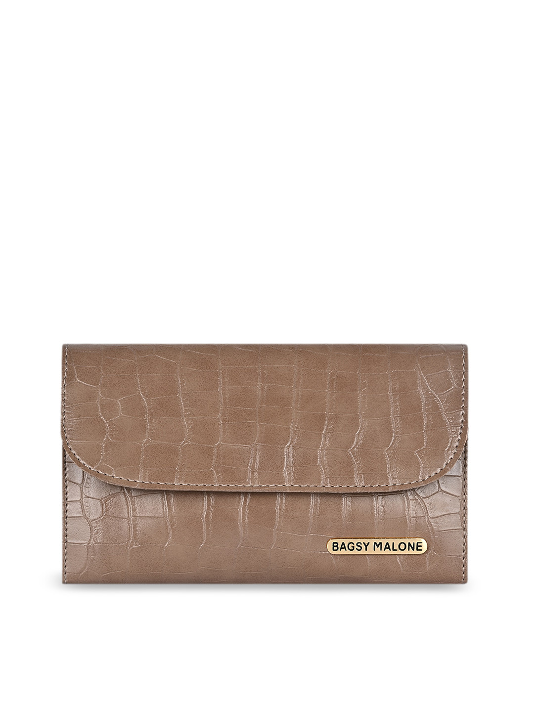 Bagsy Malone Camel Brown Textured Envelope Clutch