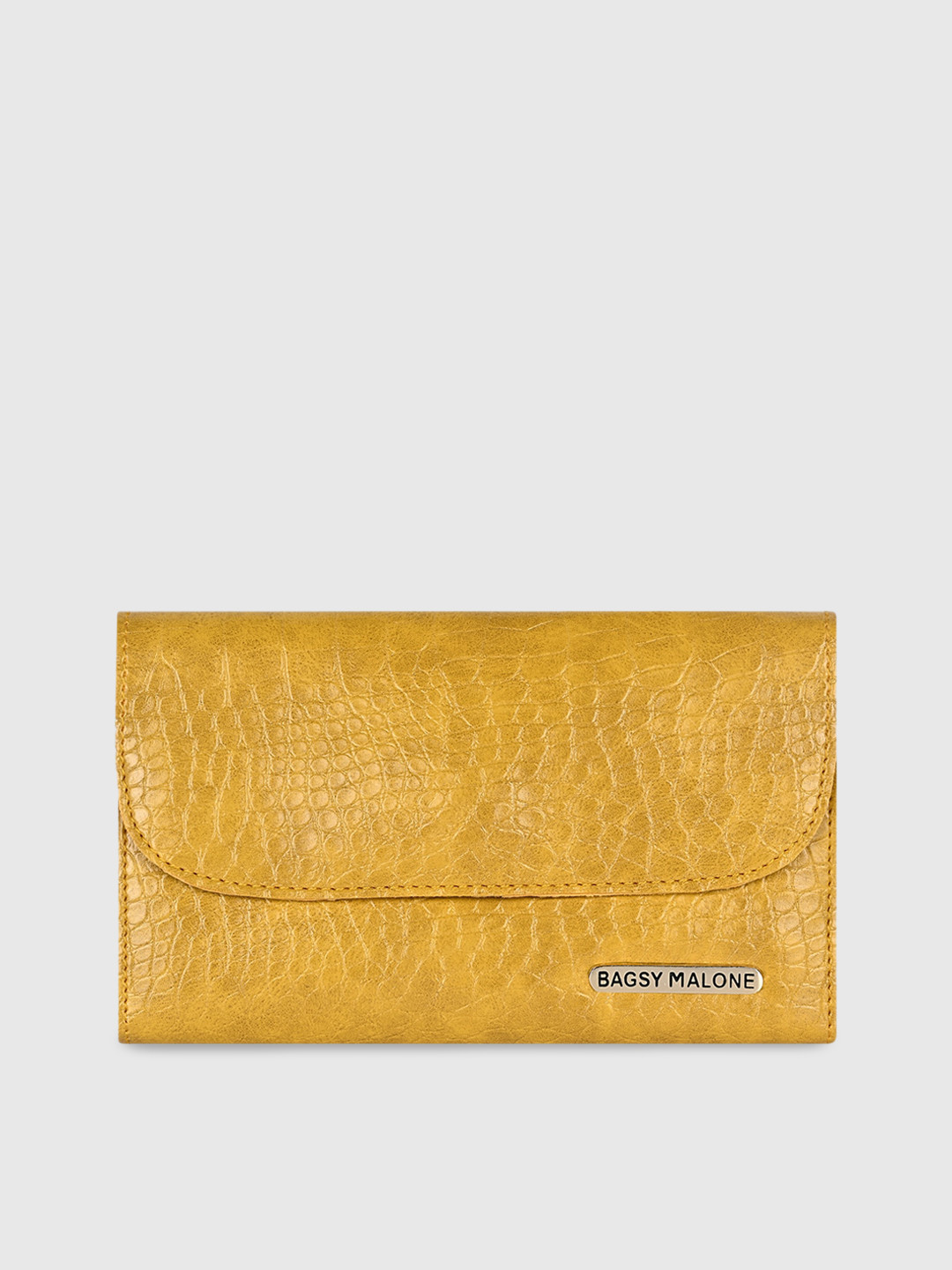 Bagsy Malone Yellow Textured Envelope Clutch