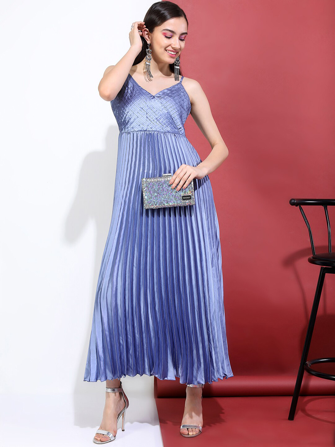 Tokyo Talkies Blue Striped Maxi Dress