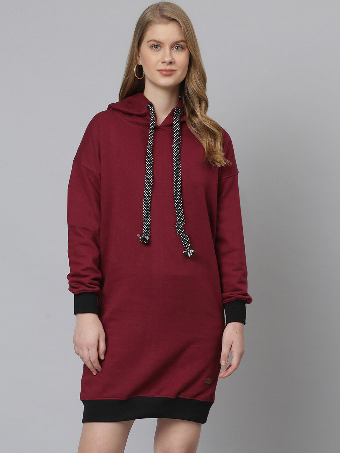 Campus Sutra Women Red Hooded Pull Over  Sweatshirt