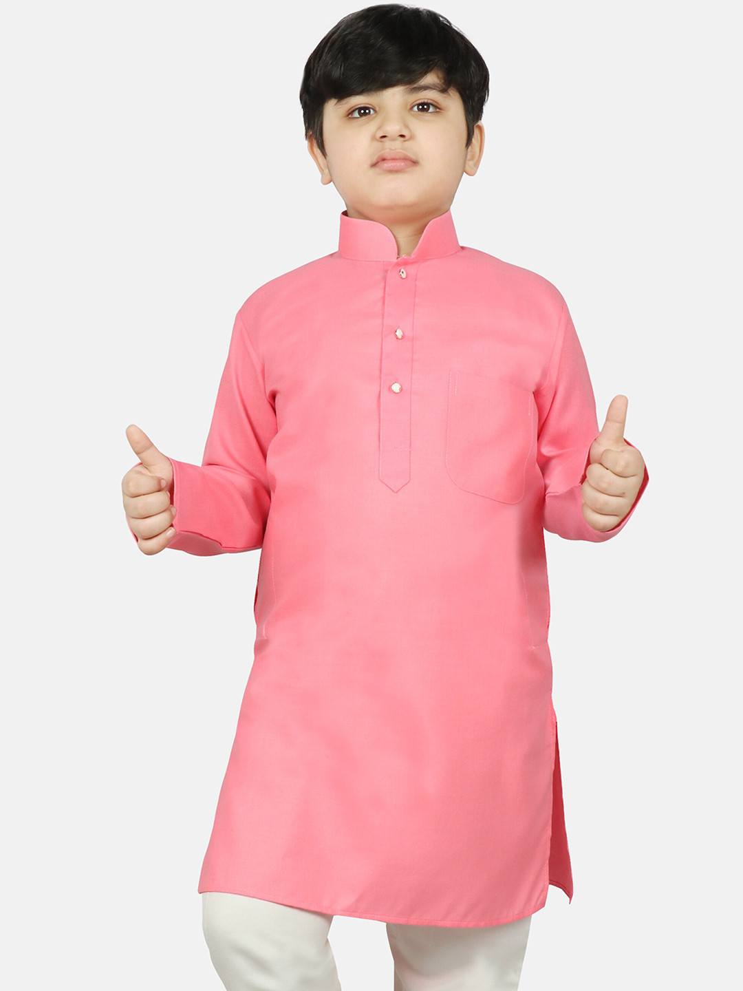 SG YUVRAJ Boys Pink Raw Silk Kurta