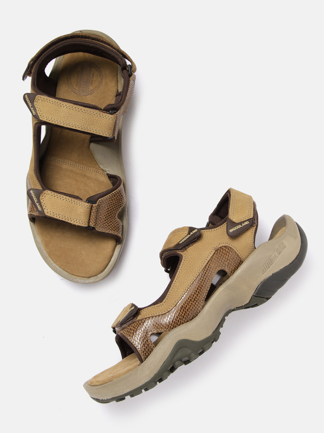 Woodland Men Camel Brown Solid Leather Sandals