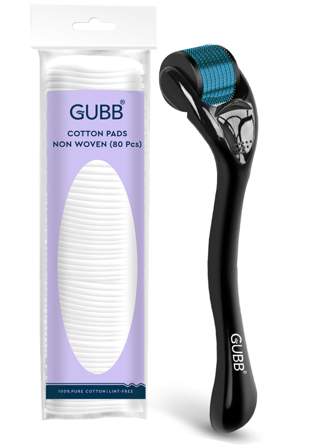 GUBB Set of Derma Roller - Blue & Non-Woven Cotton Pads - 80 Pcs