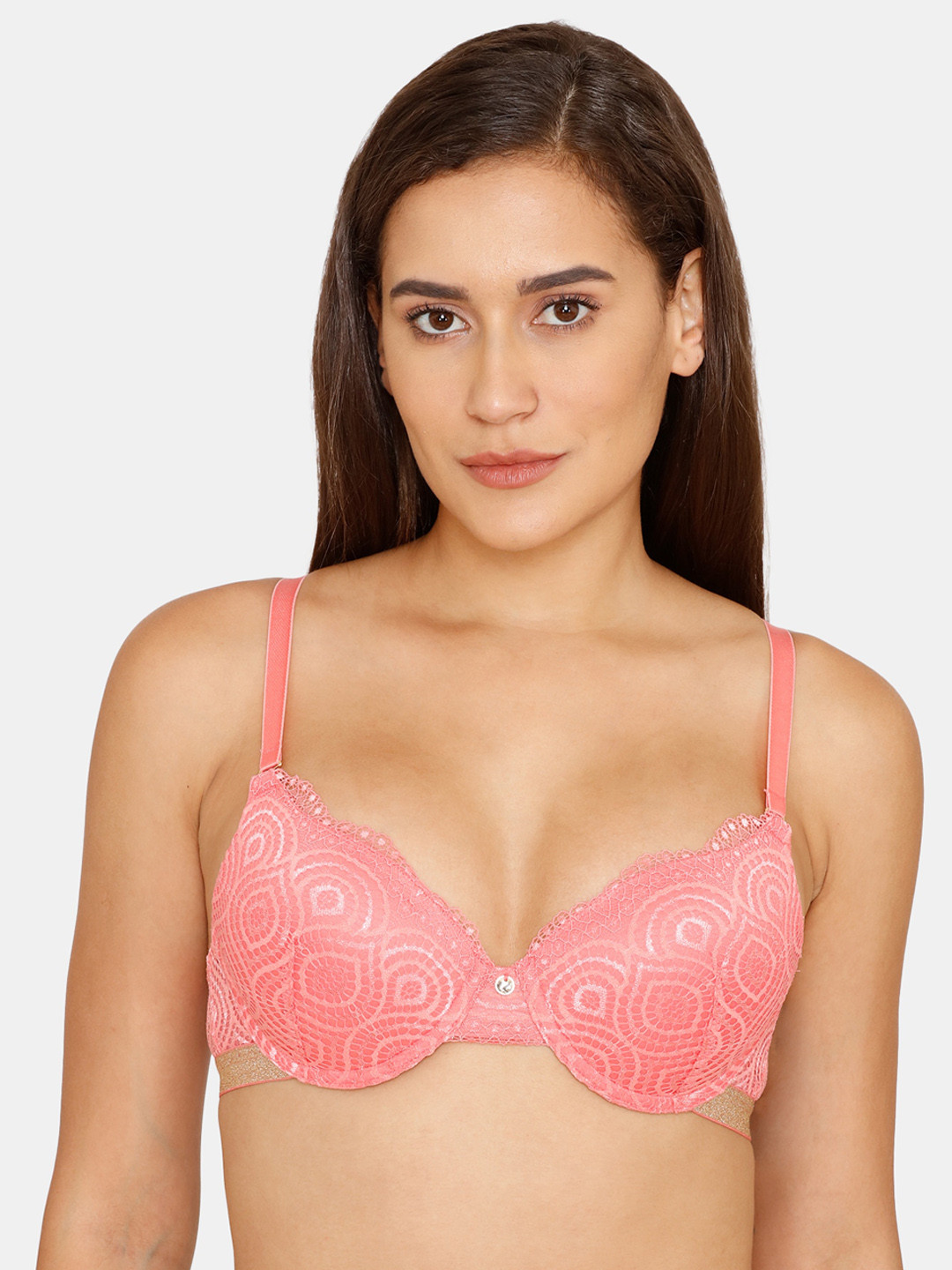 Zivame Women Pink UnderWired Lightly Padded Push-Up Bra