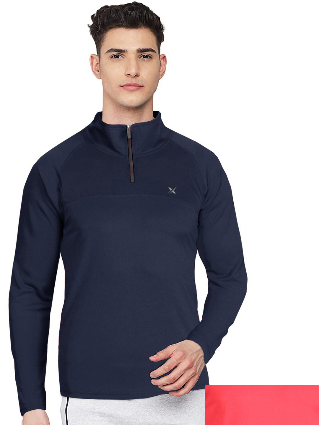 FTX Men Blue & Pink Pack Of 2 High Neck T-shirt