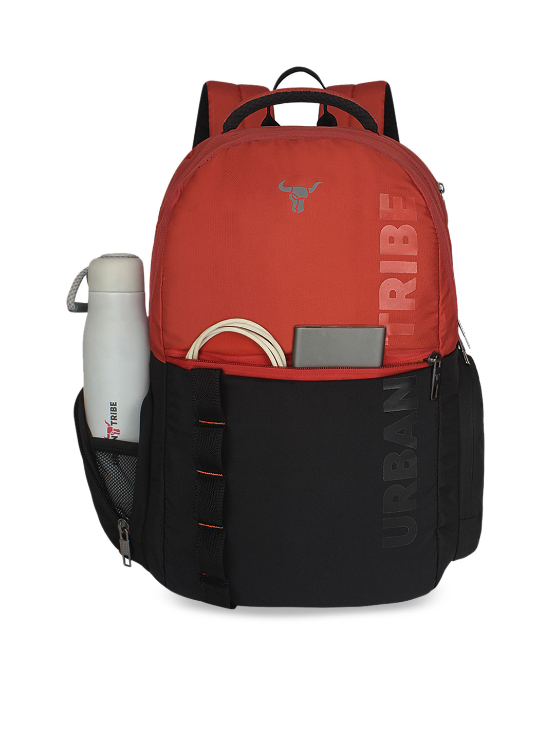 URBAN TRIBE Adults Rust & Black Color blocked Laptop Backpack