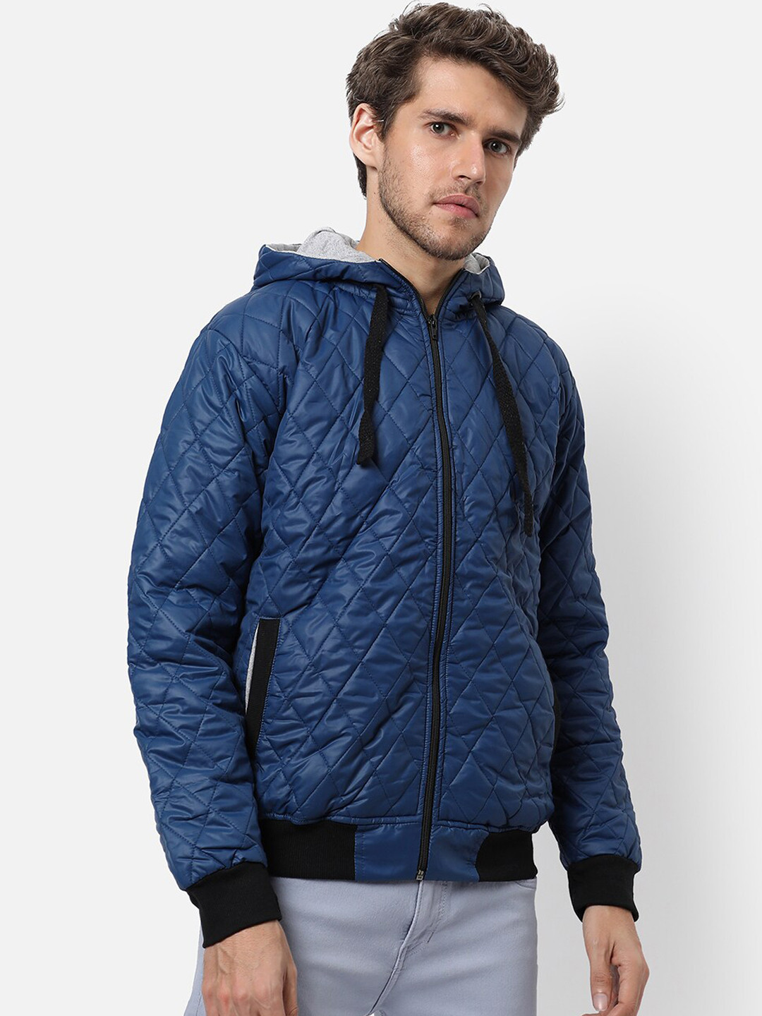 Campus Sutra Men Blue Puffer Jacket