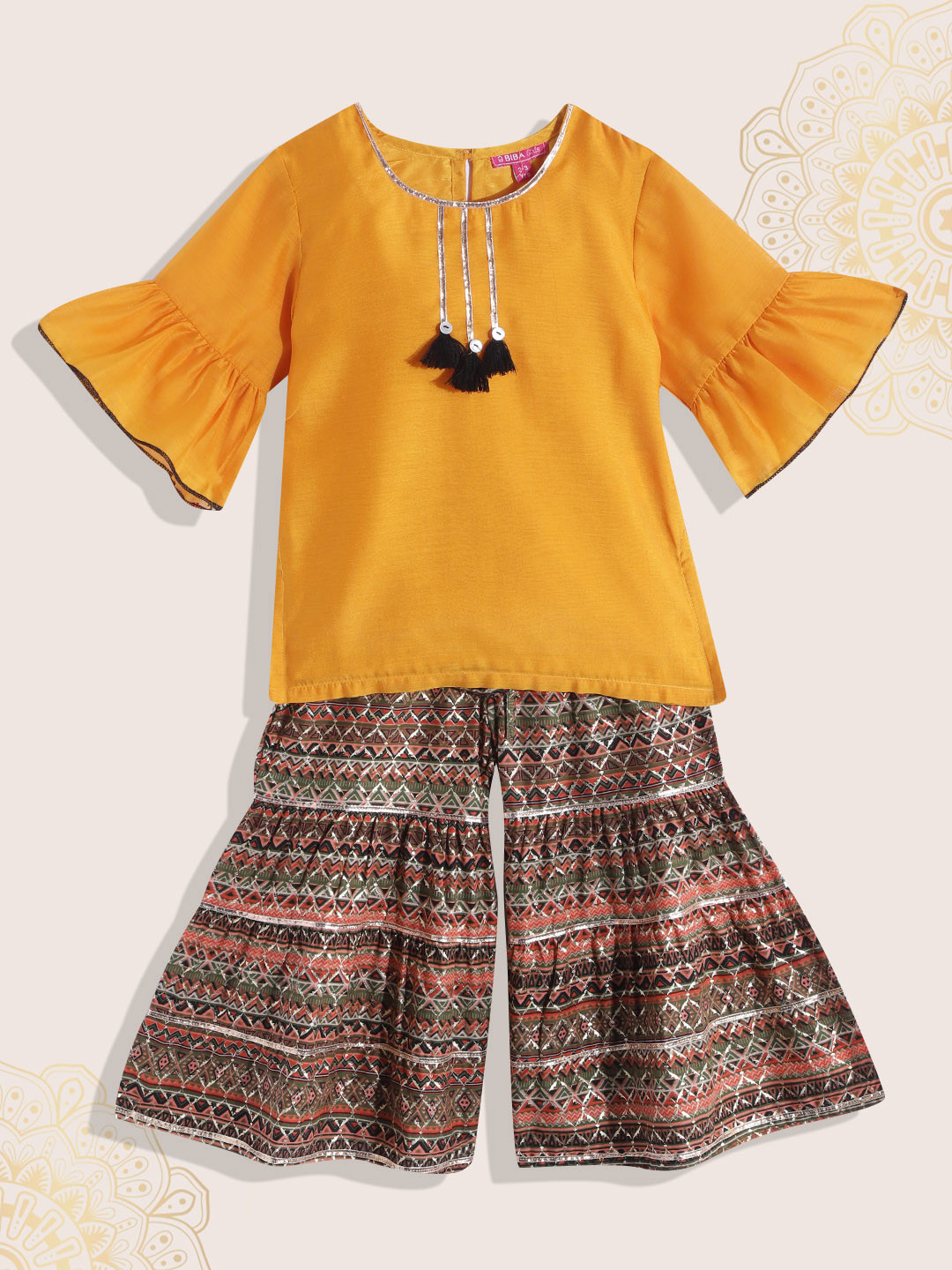 Biba Girls Yellow Kurta with Sharara