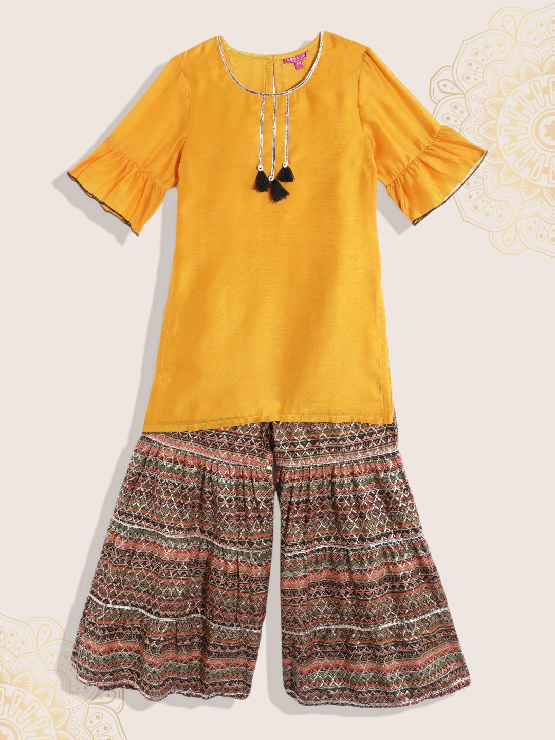 Biba Girls Yellow Kurti with Sharara