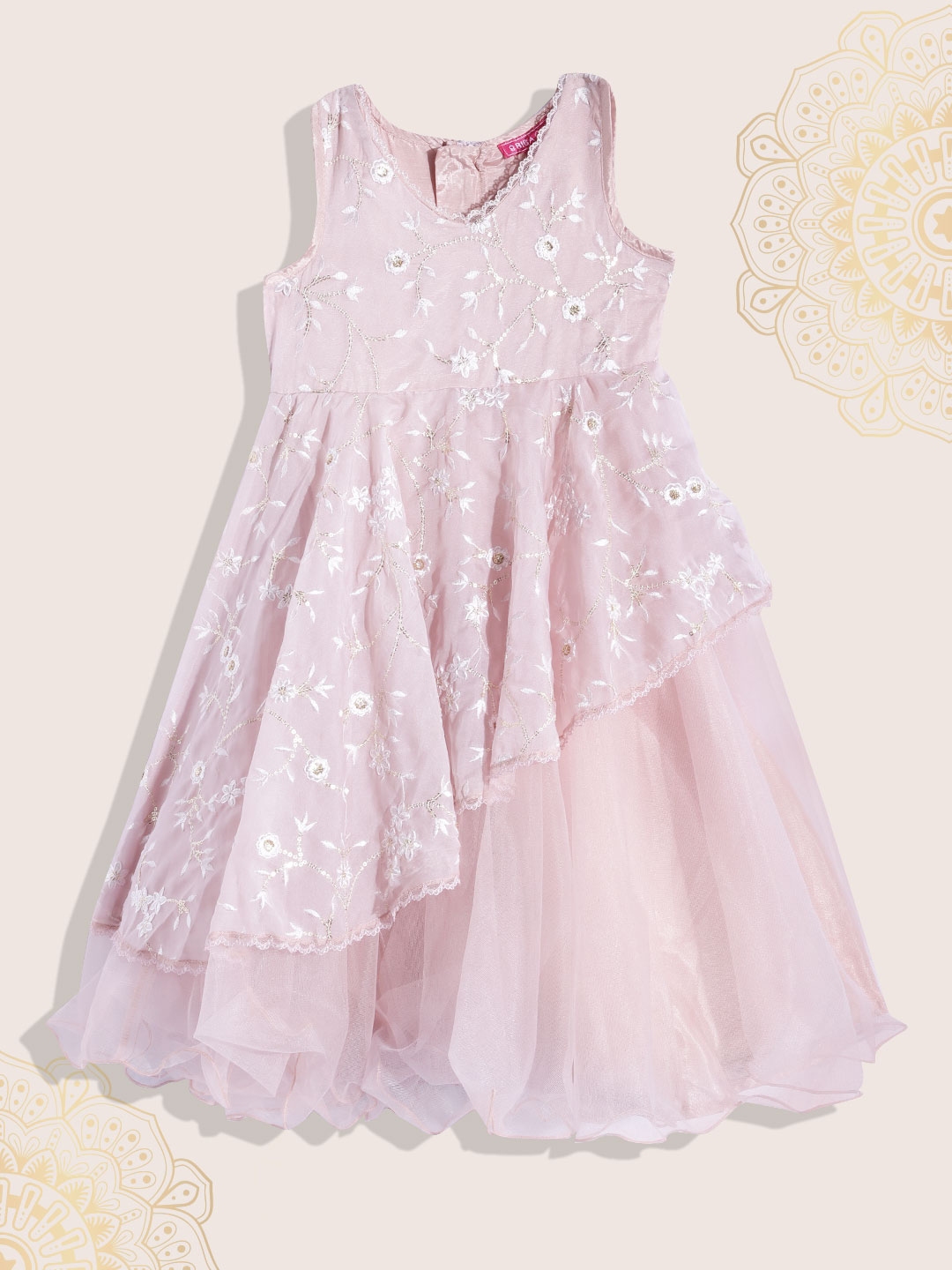 Buy Biba Girls Floral Embroidered Sequinned Detail Layered Maxi Gown Dress Ethnic Dresses for Girls 19619588 Myntra