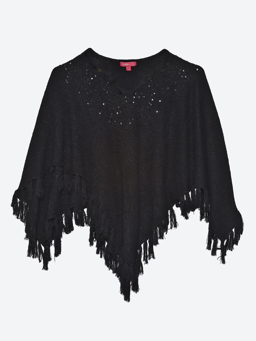 Biba Girls Black Cable Knit Poncho