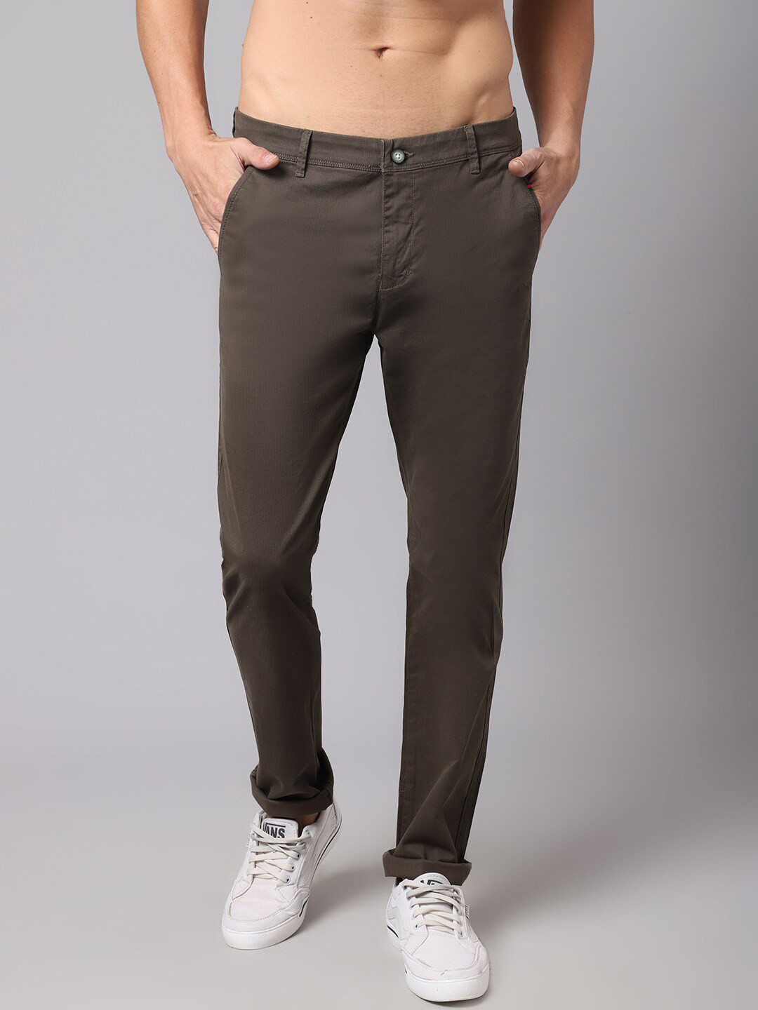 Cantabil Men Green Chinos Trousers