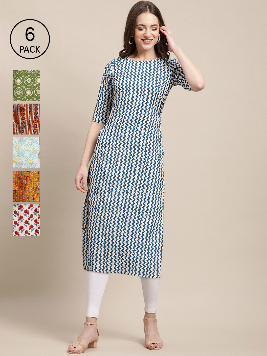 7Threads Women Multicoloured Geometric Printed Summer Sheers Crepe Kurta