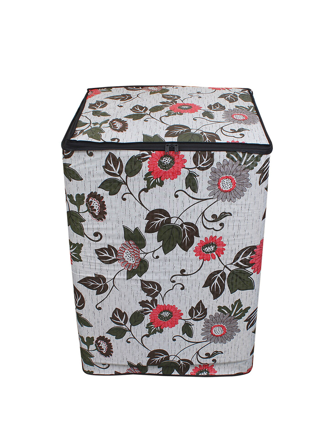 DREAM CARE White Floral Print Fully Automatic Top Load Washing Machine Cover