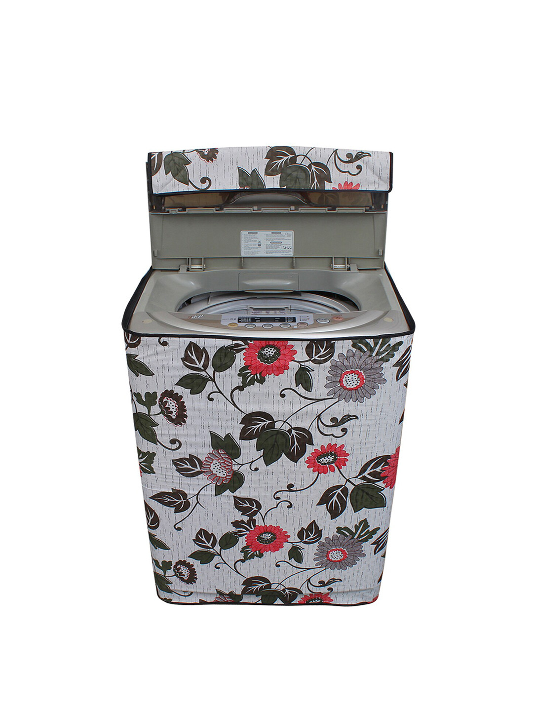 DREAM CARE White Printed Washing Machine cover