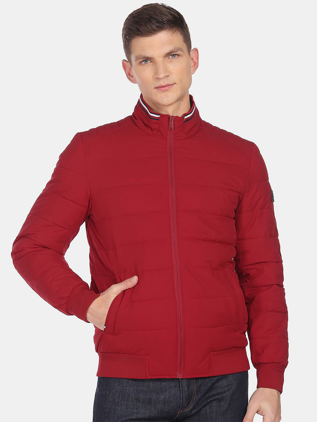Arrow Sport Men Red Solid Puffer Jacket