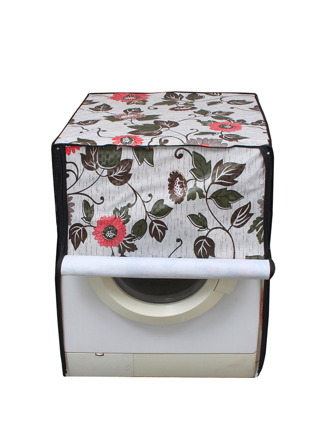 DREAM CARE White & Green Printed Front Load Washing Machine Cover