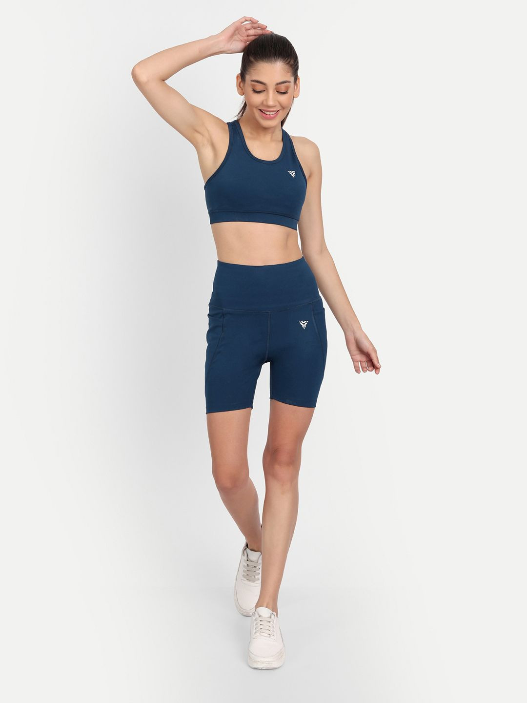 deb Women Blue Slim Fit High-Rise Antimicrobial Technology Outdoor Sports Short