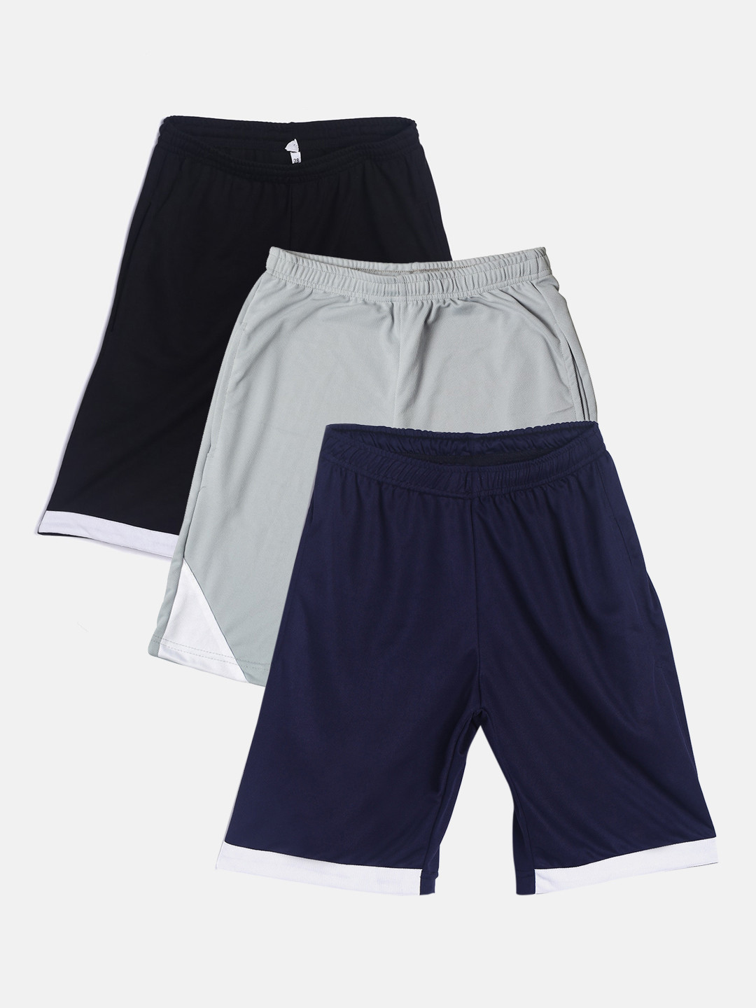 TINY HUG Boys Pack Of 2 Black And Grey High-Rise Outdoor Sports Shorts