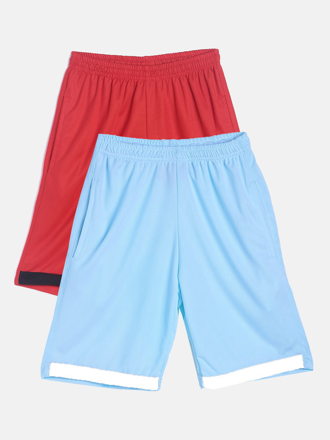 TINY HUG Boys Pack Of 2 Red And Blue High-Rise Outdoor Shorts