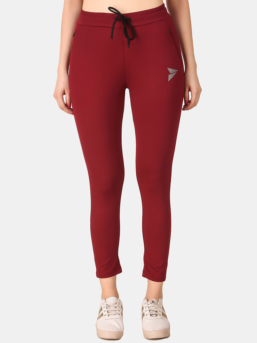 FITINC Women Maroon Solid Anti Microbial Track Pant