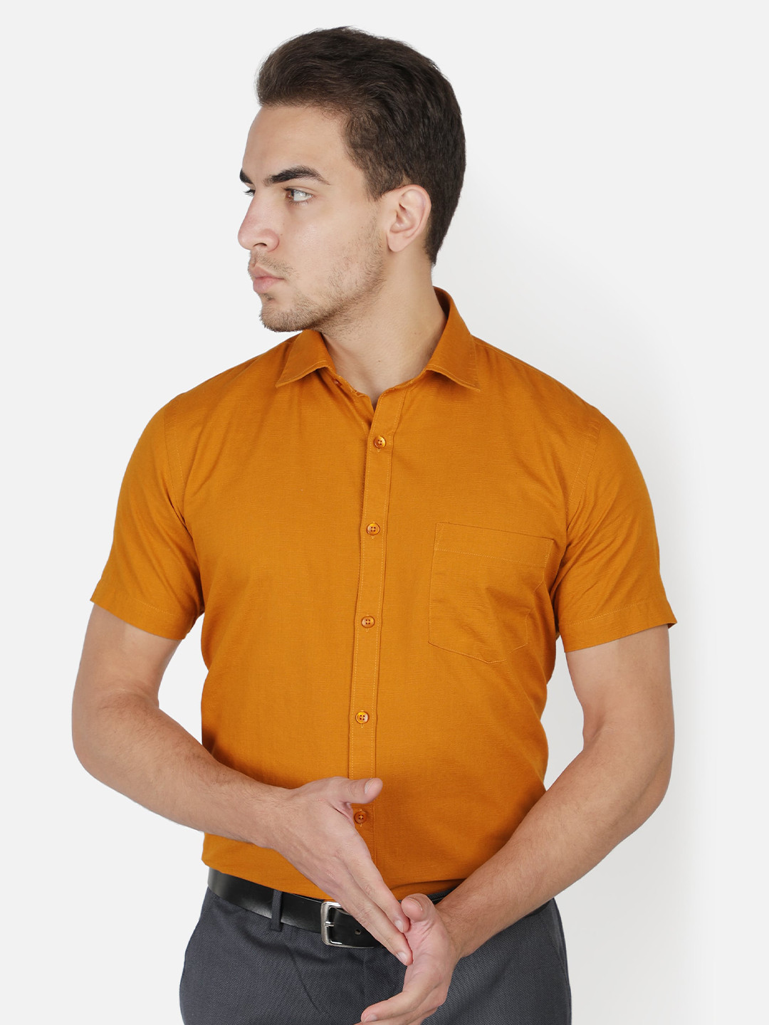 Southbay Men Gold-Toned Smart Tailored Fit Formal Shirt