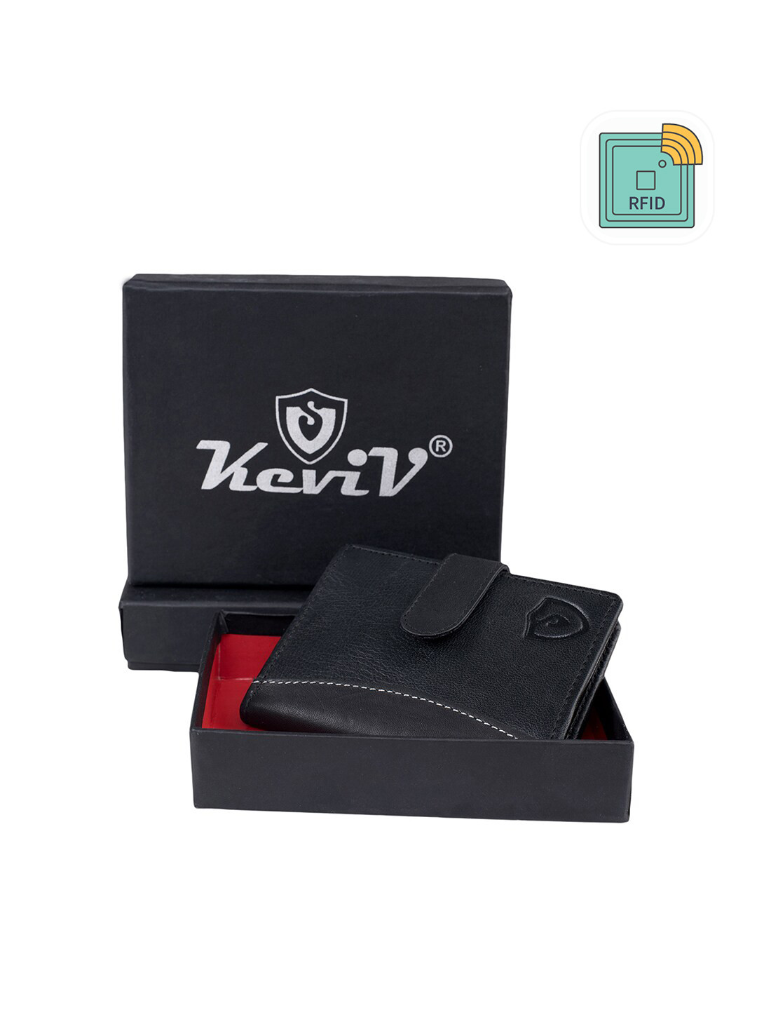 Keviv Men Black Leather Card Holder