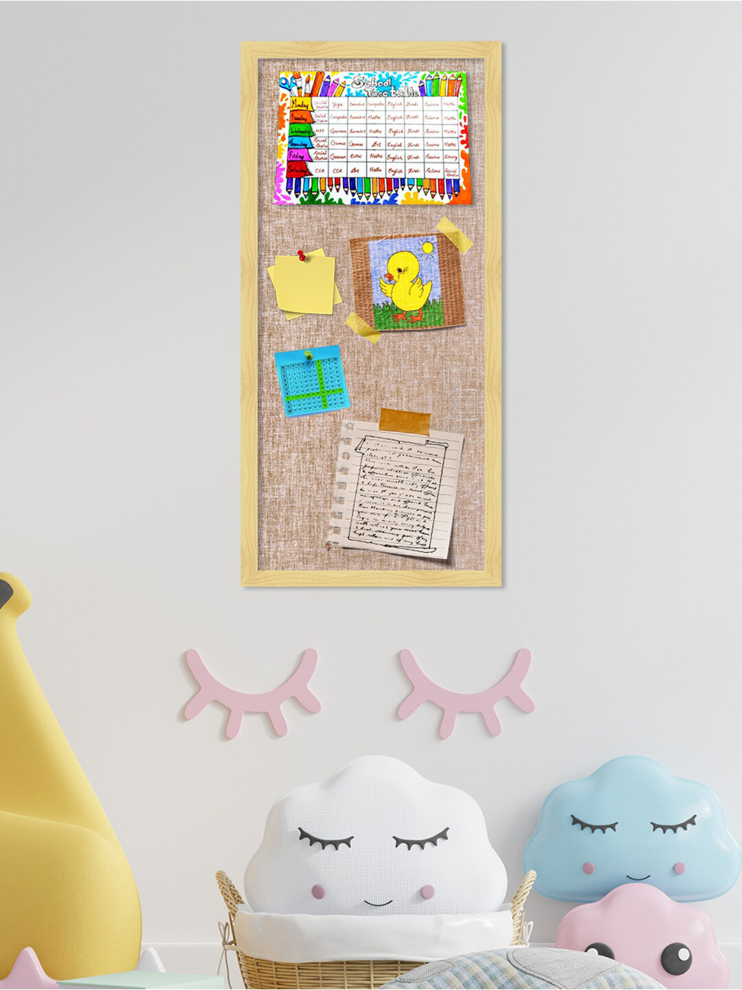 Art Street Beige & Brown Wooden Notice Bulletin Board