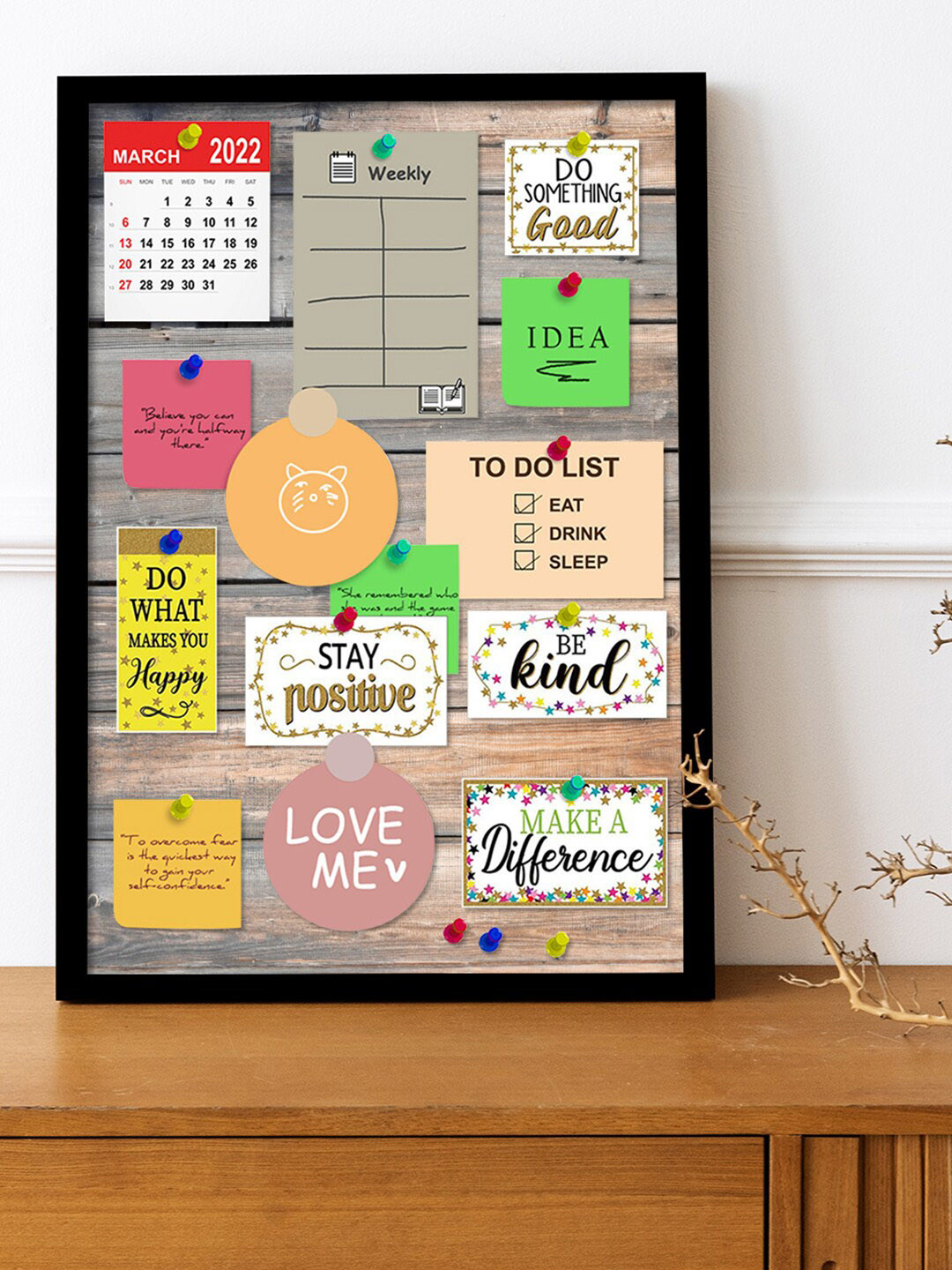 Street Art Street Black & Beige Wooden Notice Board Bulletin Board