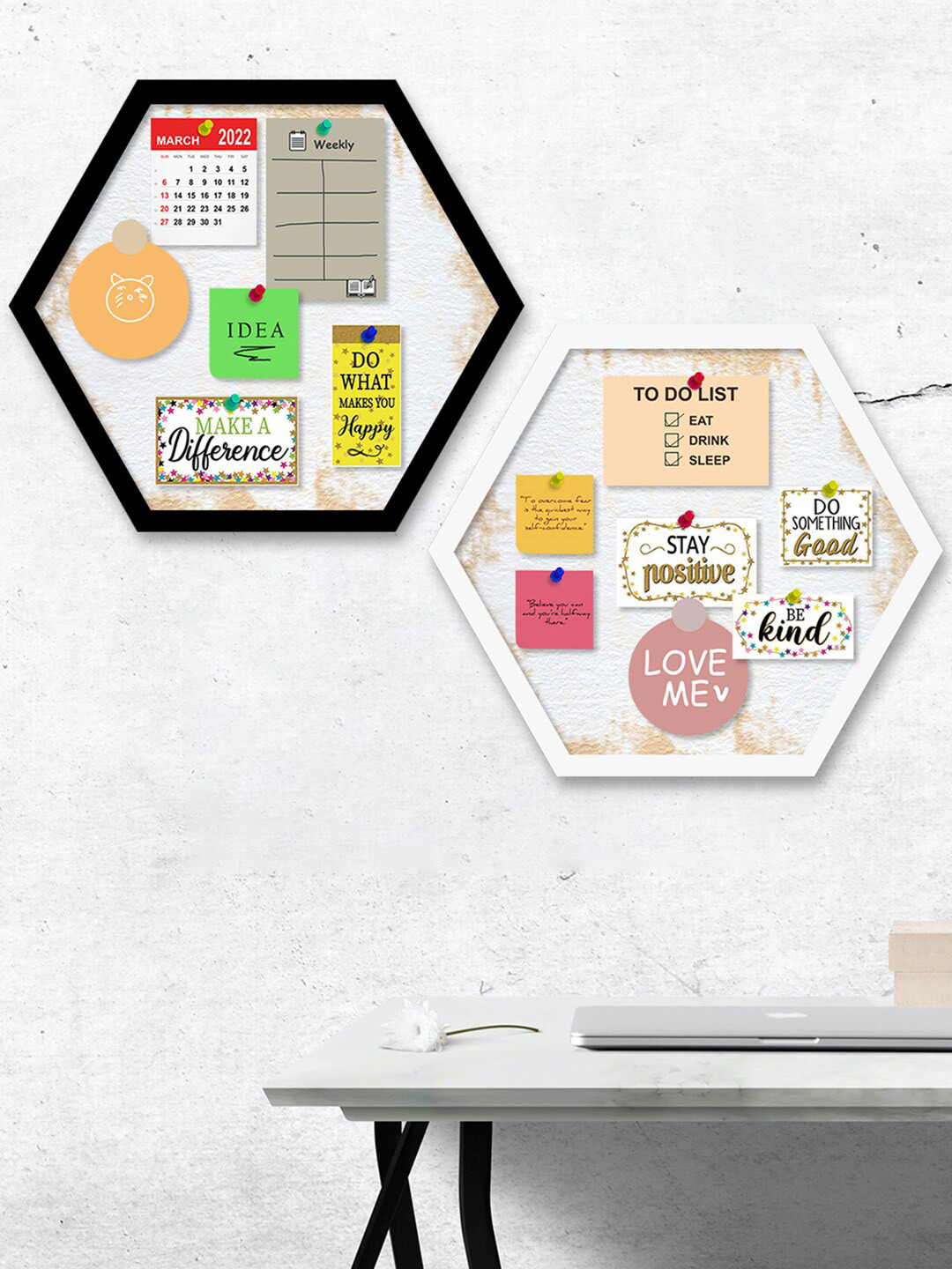 Art Street Notice Board Wood Matte Hanging Study 2Pcs -23In