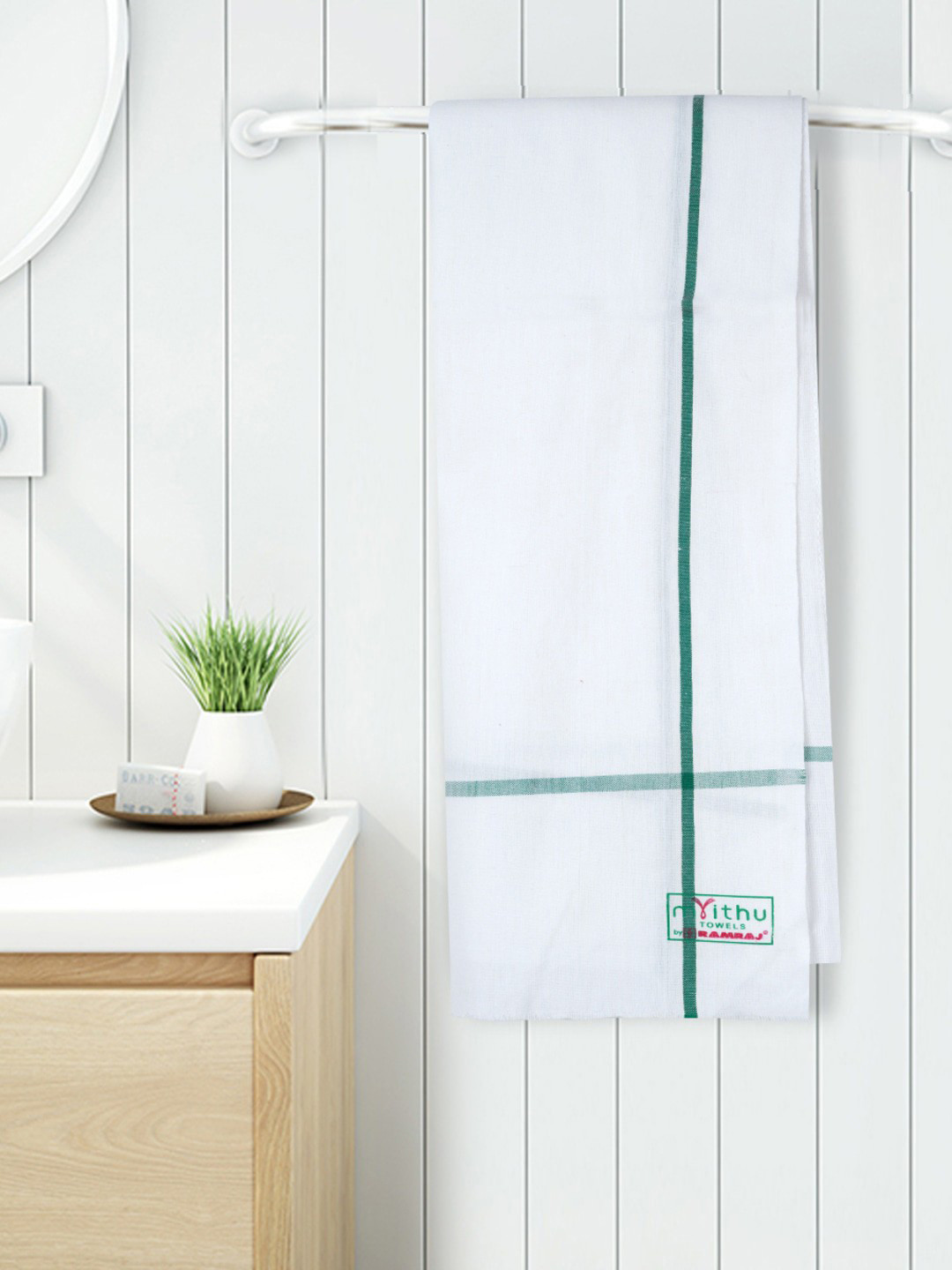 Ramraj Pack of 6 Pure cotton Solid White 110 GSM Towel Set