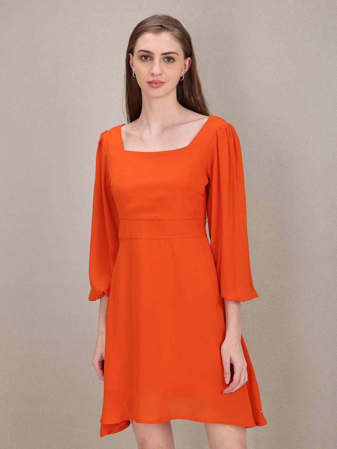 U S Polo Assn Women Orange A-Line Dress