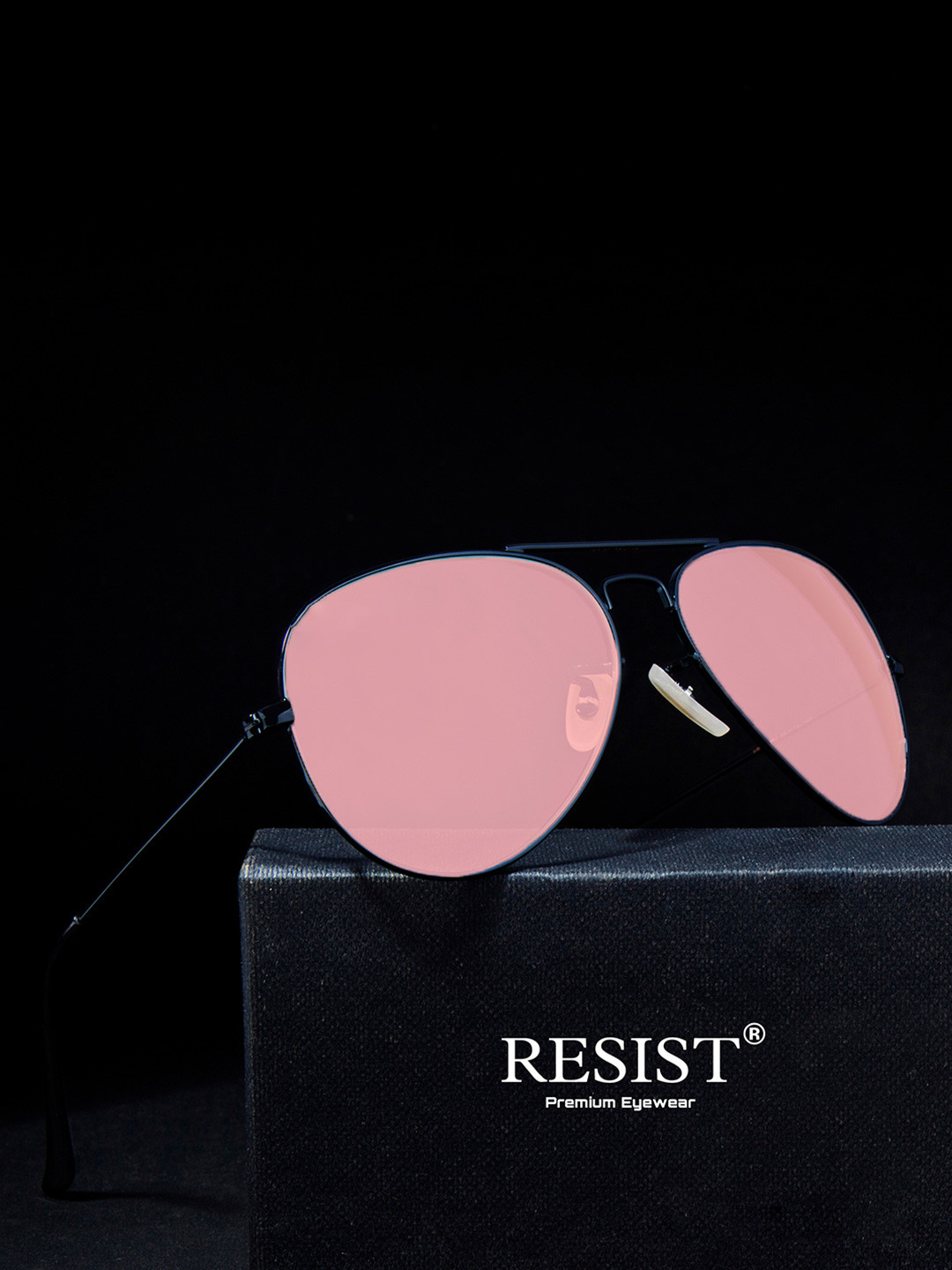 RESIST EYEWEAR Unisex Pink Lens & Black Sunglasses Lens AIRCRAFTS BLACK PINK CANDY-PINK