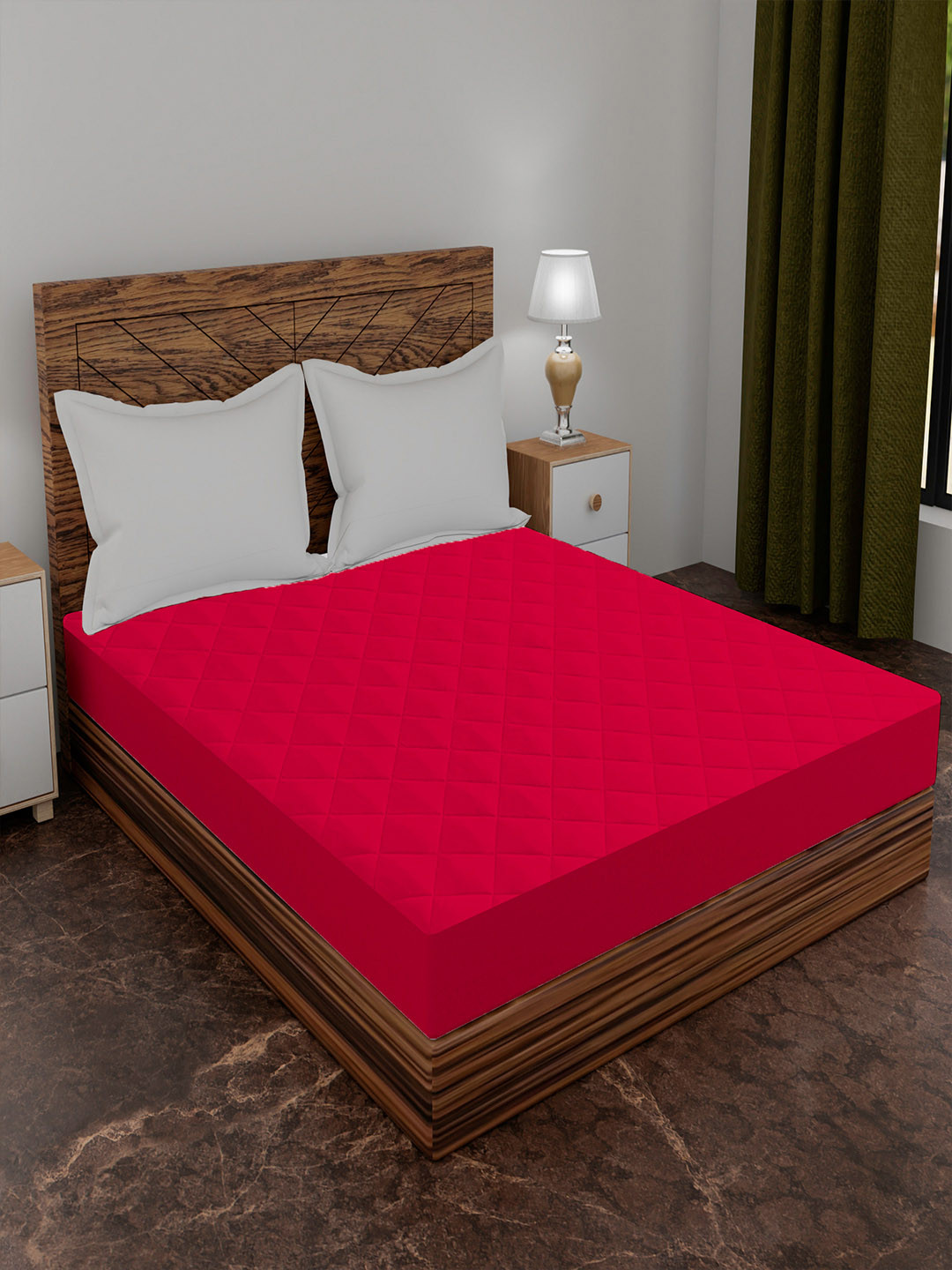 AVI Red Solid Double Size Waterproof Mattress Protector